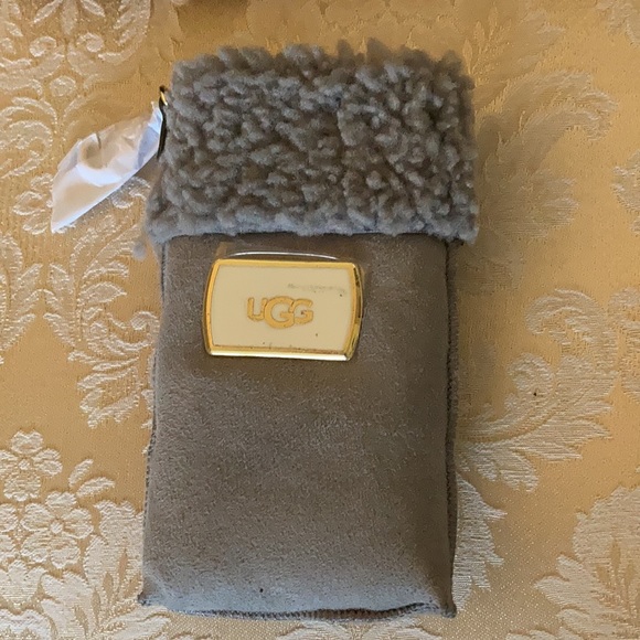 NEW UGG Vintage Gray Suede/Lamb Credit Card Holder - Picture 3 of 6